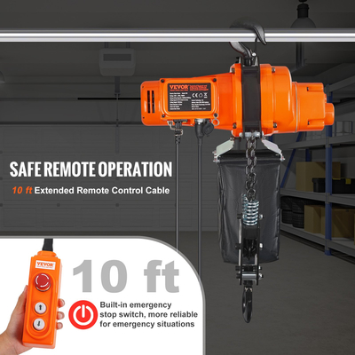VEVOR Electric Chain Hoist Μονοφασικό ανυψωτικό γερανού 2200 lbs Φορτίο 10 ft Ανύψωση | VEVOR GR