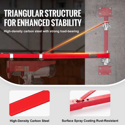 Βραχίονας στήριξης ηλεκτρικού ανυψωτικού VEVOR, Μέγιστη χωρητικότητα φορτίου 1320 lbs, Ηλεκτρικός βραχίονας βάσης ανυψωτικού, Ατσάλινο πλαίσιο ανύψωσης, βραχίονας ανύψωσης με περιστρεφόμενο ικρίωμα 180°, βραχίονας ανύψωσης βαρούλκου για ανύψωση, εργαστήριο, γκαράζ | VEVOR GR