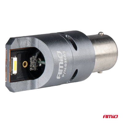 ΛΑΜΠΕΣ P21W BA15S 12/24V 6.000K 2xSMD LED FULL CAN-BUS (ΜΕ ΑΝΕΜΙΣΤΗΡΑΚΙ) ΛΕΥΚΟ PRO SERIES AMIO - 2 ΤΕΜ.