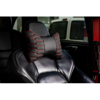 Μαξιλάρι αυχένα αυτοκινήτου - Δερματίνη - Headrest - Red - 200932