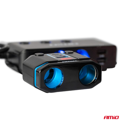 ΑΝΤΑΠΤΟΡΑΣ ΑΝΑΠΤΗΡΑ ΔΙΠΛΟΣ 12/24V ΜΕ ΒΟΛΤΟΜΕΤΡΟ ΜΕ 3 ΘΥΡΕΣ USB AMIO - 1 Τεμ.