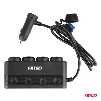 ΑΝΤΑΠΤΟΡΑΣ ΑΝΑΠΤΗΡΑ ΤΕΤΡΑΠΛΟΣ 12/24V 216W MAX ΜΕ 2 ΘΥΡΕΣ USB PD30W/QC3.0 AMIO - 1 Τεμ.