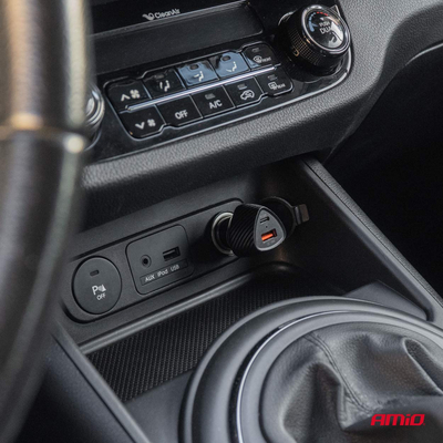 ΦΟΡΤΙΣΤΗΣ ΑΝΑΠΤΗΡΑ ΜΕ 2 ΘΥΡΕΣ USB-A QUICK CHARGE+USB-C 38W ΜΑΥΡΟ AMIO - 1 Τεμ.