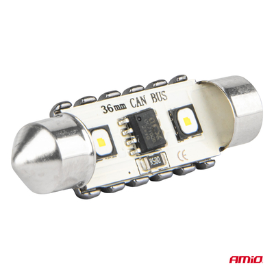 ΛΑΜΠΑΚΙΑ ΠΛΑΦΟΝΙΕΡΑΣ 36mm 12/24V C5W 5500K 12xSMD 3838 CAN-BUS FESTOON (ΛΕΥΚΟ) ΑΜΙΟ - 2 ΤΕΜ.