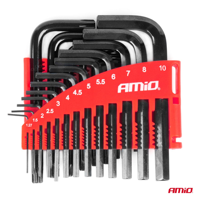 ΚΛΕΙΔΙΑ ΑΛΛΕΝ (ALLEN) ΕΞΑΓΩΝΑ & ΚΛΕΙΔΙΑ TORX ΧΡΩΜΙΟ-ΒΑΝΑΔΙΟ (CRV) ΔΙΑΦΟΡΑ ΜΕΓΕΘΗ ΜΑΥΡΑ ΑΜΙΟ - 22 ΤΕΜ.