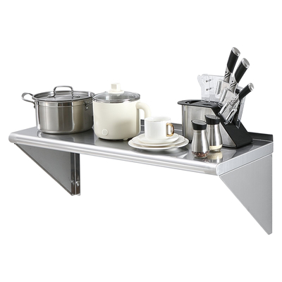 Ράφι VEVOR 14&quot; x 36&quot; από ανοξείδωτο χάλυβα, επιτοίχια πλωτά ράφια με βραχίονες, εμπορικά ράφια χωρητικότητας 300 lbs, ράφι αποθήκευσης βαρέως τύπου για εστιατόριο, κουζίνα, μπαρ, σπίτι και ξενοδοχείο