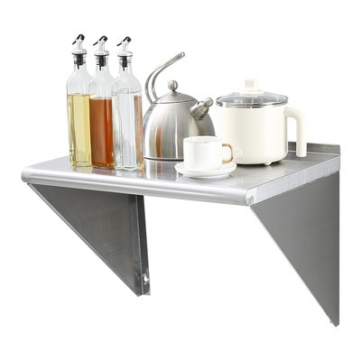 Ράφι VEVOR 18&quot; x 24&quot; από ανοξείδωτο χάλυβα, επιτοίχια πλωτά ράφια με βραχίονες, εμπορικά ράφια χωρητικότητας 300 lbs, ράφι αποθήκευσης βαρέως τύπου για εστιατόριο, κουζίνα, μπαρ, σπίτι και ξενοδοχείο