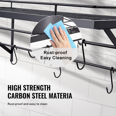 VEVOR Σχάρα Κατσαρόλας Επιτοίχια, 24 ιντσών κρεμάστρα για κατσαρόλες και τηγάνι, κρεμάστρα για κατσαρόλες με 12 γάντζους S, βάρος φόρτωσης 55 lbs, Ιδανικό για τηγάνια, σκεύη, μαγειρικά σκεύη στην κουζίνα