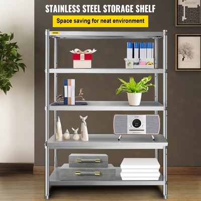 VEVOR Shelving Unit 48x18,5 Inch Storage Shelves 5-Tier shelving Units And Storage Adjustable Shelf Storage Unit Ρυθμιζόμενα πόδια Ράφια Μονάδες Ράφια κουζίνας από ανοξείδωτο χάλυβα