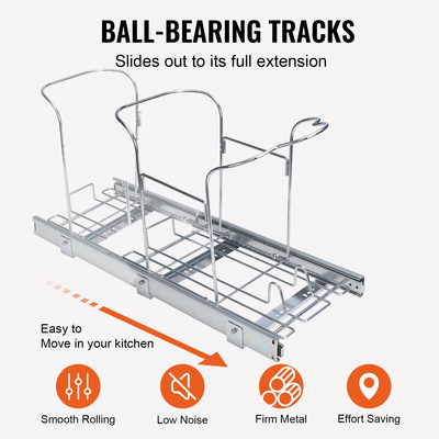Κάδος απορριμμάτων VEVOR, μονός κάδος 29 λίτρων, δοχείο απορριμμάτων κουζίνας κάτω από το προσάρτημα με τσουλήθρα και λαβή, βαρέως τύπου κάδος ανακύκλωσης απορριμμάτων χωρητικότητας 110 lbs για ντουλάπι κουζίνας, νεροχύτη, κάτω από πάγκο