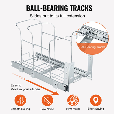 Κάδος απορριμμάτων VEVOR, Μονός Κάδος Απορριμμάτων 35 λίτρων, Κάδος Απορριμμάτων Κουζίνας κάτω από τη βάση με Κιτ τοποθέτησης ολίσθησης, λαβής και πόρτας, Κάδος ανακύκλωσης σκουπιδιών βαρέως τύπου χωρητικότητας 110 lbs για ντουλάπι κουζίνας, νεροχύτης