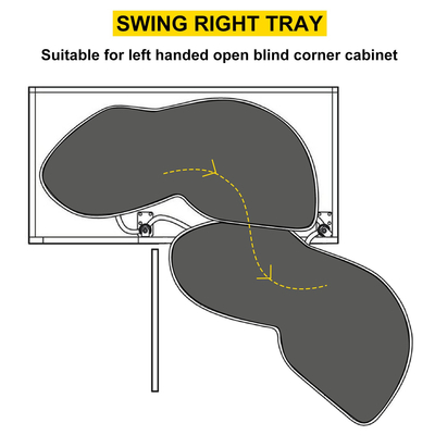Γωνιακό ντουλάπι VEVOR Swing Right Out για ντουλάπι 36 ιντσών, ντουλάπι κουζίνας με 2 επιπέδων περιστρεφόμενο δίσκο, Soft Close Cloud Organizer τυφλών για αριστερόχειρες ανοιχτό γωνιακό ντουλάπι τυφλού