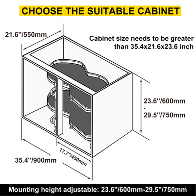 Γωνιακό ντουλάπι VEVOR Swing Right Out για ντουλάπι 36 ιντσών, ντουλάπι κουζίνας με 2 επιπέδων περιστρεφόμενο δίσκο, Soft Close Cloud Organizer τυφλών για αριστερόχειρες ανοιχτό γωνιακό ντουλάπι τυφλού