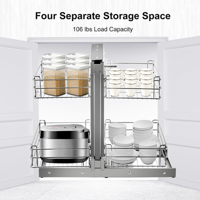 VEVOR Pull Out Blind Corner ντουλάπι, 15,7 ιντσών Ανοιγόμενο από Chrome Soft Close Blind Corner Τέσσερις ράφι, Ανθρακούχο ατσάλι τυφλό γωνιακό ντουλάπι για ελάχιστο μέγεθος ντουλαπιού 31,5\&#039;\&#039;Wx20,5\&#039;\&#039;Dx25,6\&#039;\&#039;H