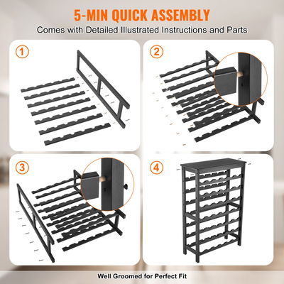 VEVOR 42 φιαλών 7-επιπέδων αρθρωτό ράφι κρασιού ράφι από ξύλο μπαμπού με επιτραπέζια επιφάνεια