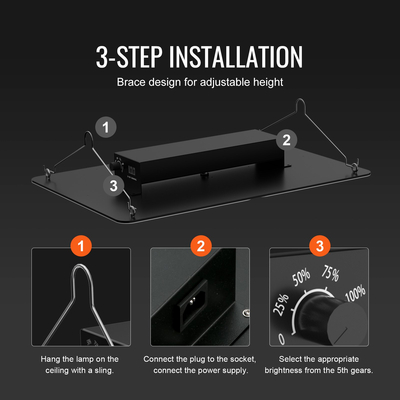 VEVOR LED Grow Light, 300W πλήρους φάσματος με δυνατότητα ρύθμισης φωτισμού, υψηλής απόδοσης Samsung 2B1B Diodes Growing Lamp for Indoor Plants Seedling Veg and Bloom Greenhouse Growing, Daisy Chain Driver for 3x3/4x4 ft Grow Tent