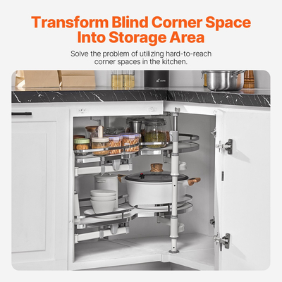 VEVOR 2 Tier Swing Αριστερή τυφλή γωνία ντουλάπι έλξης προς τα έξω Soft Close Organizer