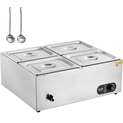 VEVOR Commercial Electric Food Warner Countertop Buffet 4*8Qt Pan Bain Marie