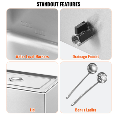 VEVOR Commercial Electric Food Warner Countertop Buffet 1*18L Pan Bain Marie