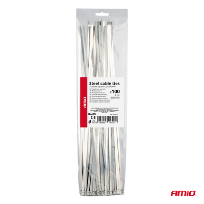 ΔΕΜΑΤΙΚΑ/ΔΕΤΙΚΑ ΚΑΛΩΔΙΩΝ TIE WRAP (ΤΑΙΡΑΠ) ΜΕΤΑΛΛΙΚΑ 4,6 x 400mm ΑΜΙΟ - 100 ΤΕΜ.