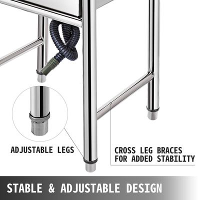 VEVOR Χειροποίητος νεροχύτης Μη μαγνητικός ανοξείδωτος νεροχύτης κουζίνας Χειροποίητος 1 διαμέρισμα 17,5?x 10 x 16,5 ιντσών Χωρητικότητα Τεράστια μπανιέρα Νεροχύτης για Farmhouse Cafe Shop Hospital