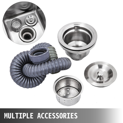 VEVOR Χειροποίητος νεροχύτης Μη μαγνητικός ανοξείδωτος νεροχύτης κουζίνας Χειροποίητος 1 διαμέρισμα 17,5?x 10 x 16,5 ιντσών Χωρητικότητα Τεράστια μπανιέρα Νεροχύτης για Farmhouse Cafe Shop Hospital