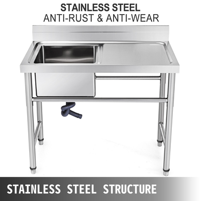 VEVOR VEVOR Χειροποίητος νεροχύτης Μη μαγνητικός νιπτήρας από ανοξείδωτο ατσάλι Χειροποίητος 1 διαμέρισμα 16 x 15,5 x 10 ιντσών Χωρητικότητα τεράστιος νεροχύτης μπανιέρας με πλατφόρμα δεξιού χεριού για Farmhouse Cafe Shop Hospital