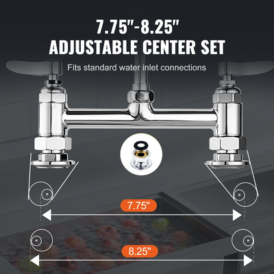 Εμπορική βρύση VEVOR με ψεκαστήρα πριν το ξέβγαλμα, Ύψος 26&quot;, Κέντρο 8&quot;, 12&quot; Στόμιο αιώρησης, Βρύση νεροχύτη κουζίνας στο κατάστρωμα, Συσκευή από ορείχαλκο με σπρέι κατεβάσματος, για νεροχύτη διαμερίσματος 1/2/3