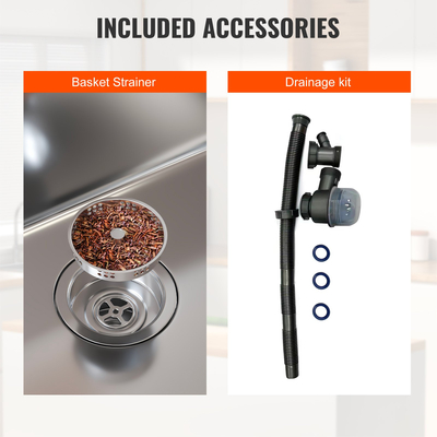 Νεροχύτης κουζίνας VEVOR, 304 νεροχύτες από ανοξείδωτο χάλυβα, μονό νιπτήρας κάτω από την τοποθέτηση με αξεσουάρ (συσκευασία 3), νεροχύτες οικιακού πλυντηρίου πιάτων για σταθμό εργασίας, RV, προετοιμασία κουζίνας και νεροχύτης μπαρ, 30 ιντσών