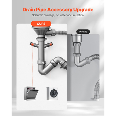 VEVOR Νιπτήρας Κουζίνας 50cm κάτω από Μονό Μπολ Πτυσσόμενη Λεκάνη Μπάρα από ανοξείδωτο ατσάλι