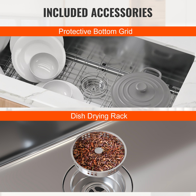 Νεροχύτης κουζίνας VEVOR, 304 νεροχύτες από ανοξείδωτο ατσάλι, νιπτήρας για μονό μπολ με εξαρτήματα (συσκευασία 3), νεροχύτες οικιακού πλυντηρίου πιάτων για σταθμό εργασίας, RV, προετοιμασία κουζίνας και νεροχύτης μπαρ, 30 ιντσών
