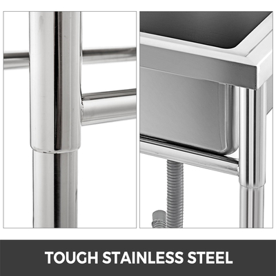 VEVOR Ανοξείδωτος Νεροχύτης Κουζίνας Χειροποίητος Νεροχύτης 1 Θήκη με Πλατφόρμα Αριστερής Χεριού Βοηθητικός Νεροχύτης Νεροχύτης Εστίασης Μονάδα για Μπαρ Κουζίνα Εστιατόριο