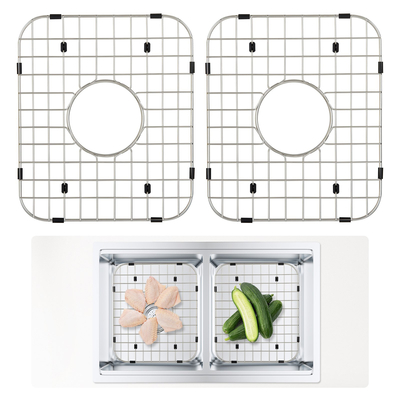VEVOR Sink Protector Grid 2PCS, 13,7&quot;x11,6&quot; ανοξείδωτες σχάρες νεροχύτη, κεντραρισμένες σχάρες νεροχύτη αποστράγγισης με γωνιακή ακτίνα R50, μεγάλα πλέγματα στο κάτω μέρος του νεροχύτη, αξεσουάρ νιπτήρα γενικής χρήσης ράφι μπολ για την κουζίνα