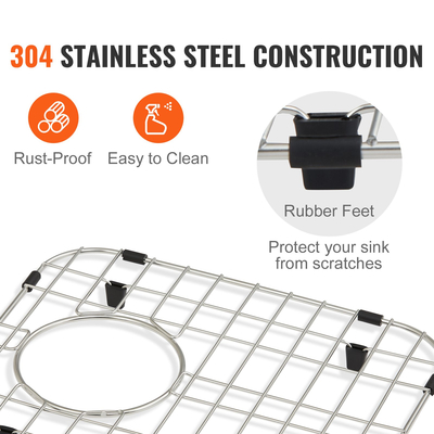 VEVOR Sink Protector Grid 2PCS, 13,3&quot;x11,6&quot; ανοξείδωτες σχάρες νεροχύτη, πίσω σχάρες νεροχύτη αποστράγγισης με γωνιακή ακτίνα R50, μεγάλα πλέγματα κάτω νεροχύτη, αξεσουάρ νεροχύτη γενικής χρήσης για νιπτήρα κουζίνας