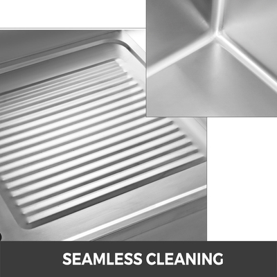 Νεροχύτης κουζίνας VEVOR με αριστερή πλατφόρμα 39,5 ιντσών από ανοξείδωτο ατσάλι Βοηθητικός νεροχύτης Επαγγελματικός νεροχύτης Μονό μπολ Νεροχύτης κέτερινγκ Μονάδα για μπαρ κουζίνα εστιατόριο