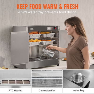 VEVOR Hot Box Food Warmer 4-Tier Concession Θερμαντικό ντουλάπι με δίσκο νερού
