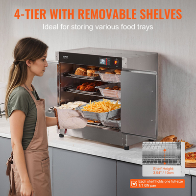VEVOR Hot Box Food Warmer 4-Tier Concession Θερμαντικό ντουλάπι με δίσκο νερού