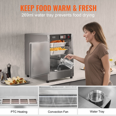 VEVOR Hot Box Food Warmer 4-Tier Concession Θερμαντικό ντουλάπι με δίσκο νερού