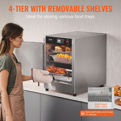 VEVOR Hot Box Food Warmer 4-Tier Concession Θερμαντικό ντουλάπι με δίσκο νερού