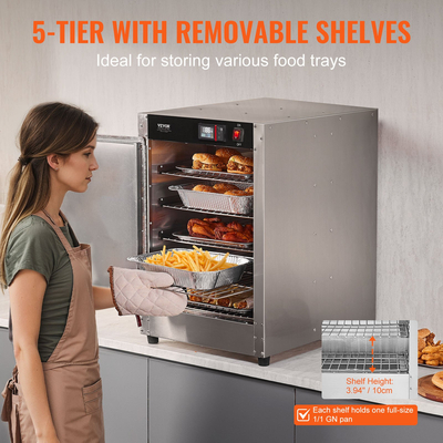 VEVOR Hot Box Food Warmer 5-Tier Concession Θερμαντικό ντουλάπι με δίσκο νερού