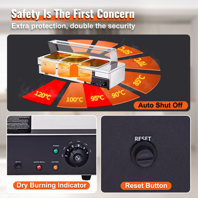 Εμπορικός ηλεκτρικός ζεστότερος μπουφές τροφίμων 3*12με την ασπίδα γυαλιού