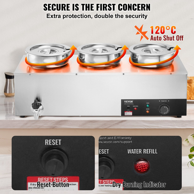 VEVOR Commercial Soup Warmer Soup Station with 3*7,4Qt Pot Soup Bettle Warmer