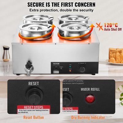 VEVOR Commercial Soup Warmer Soup Station with 4*7,4Qt Pot Soup Kettle Warmer