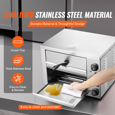 VEVOR Ηλεκτρικός Πάγκος Φούρνος Πίτσας 12&quot; Ρυθμιζόμενη θερμοκρασία 0-120 λεπτά Χρονοδιακόπτης