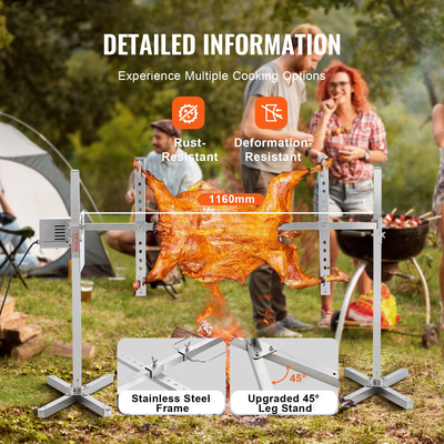 VEVOR 46&quot; Electric BBQ Rotisserie Grill Kit Γκριλ από ανοξείδωτο ατσάλι 90lb Χοιρινό Αρνί
