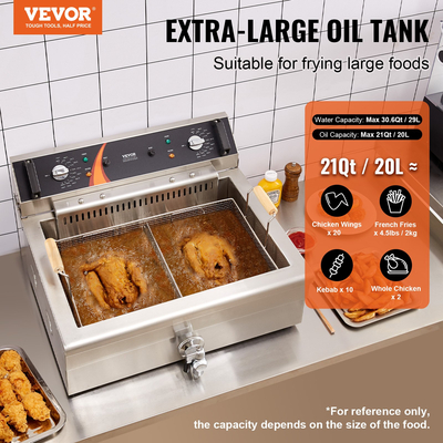 VEVOR Commercial Electric Deep Fryer Countertop Deep Fryer 3000W 30,6Qt / 29L