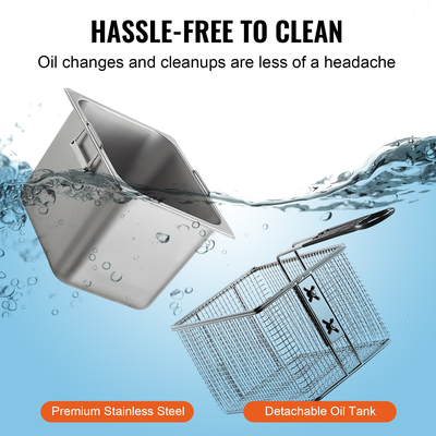 VEVOR Commercial Electric Deep Fryer 3100W 9L από ανοξείδωτο ατσάλι Αναβάθμιση 200°C