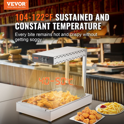 VEVOR French Fry Food Warmer Electric Chip Warming Light Station από ανοξείδωτο χάλυβα