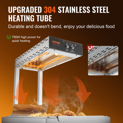 VEVOR French Fry Food Warmer Electric Chip Warming Light Station από ανοξείδωτο χάλυβα