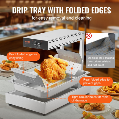 VEVOR French Fry Food Warmer Electric Chip Warming Light Station από ανοξείδωτο χάλυβα